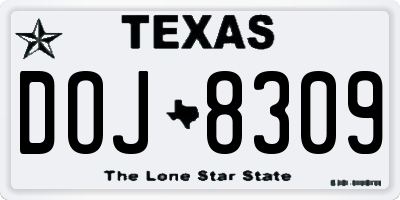 TX license plate DOJ8309