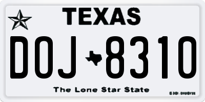 TX license plate DOJ8310