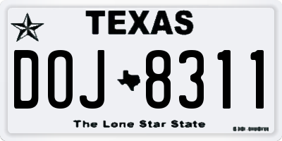 TX license plate DOJ8311