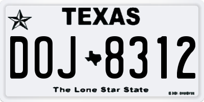 TX license plate DOJ8312