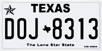TX license plate DOJ8313