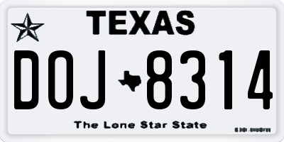 TX license plate DOJ8314