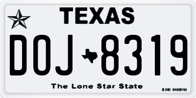 TX license plate DOJ8319