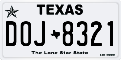 TX license plate DOJ8321