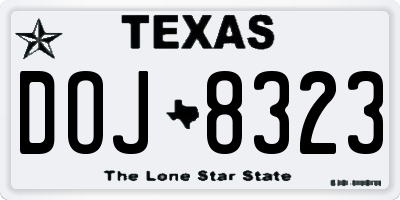 TX license plate DOJ8323