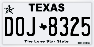 TX license plate DOJ8325