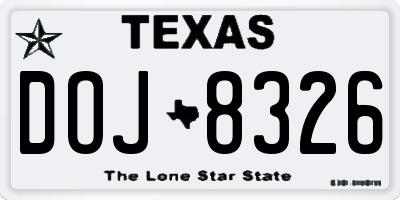 TX license plate DOJ8326