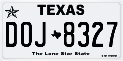 TX license plate DOJ8327