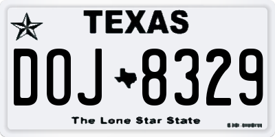 TX license plate DOJ8329