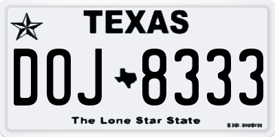 TX license plate DOJ8333