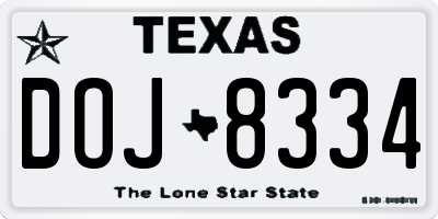 TX license plate DOJ8334