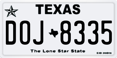 TX license plate DOJ8335