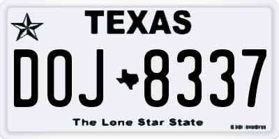 TX license plate DOJ8337