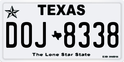 TX license plate DOJ8338