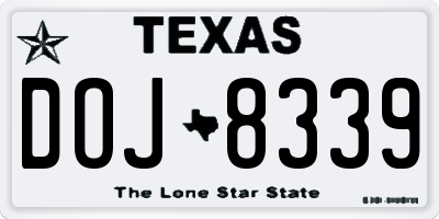 TX license plate DOJ8339