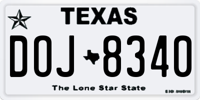 TX license plate DOJ8340