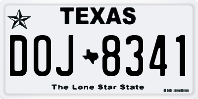 TX license plate DOJ8341