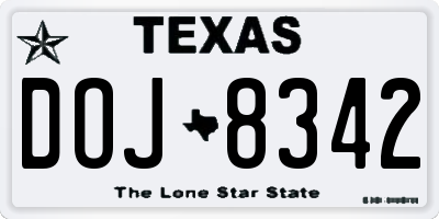 TX license plate DOJ8342