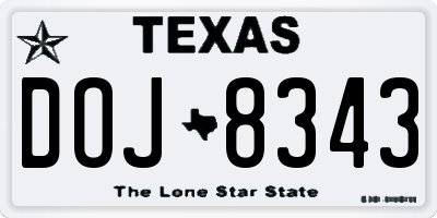 TX license plate DOJ8343
