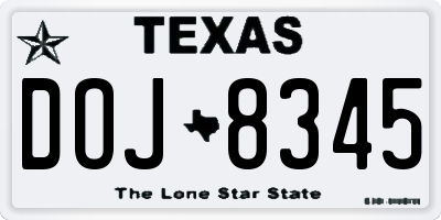 TX license plate DOJ8345