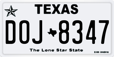 TX license plate DOJ8347