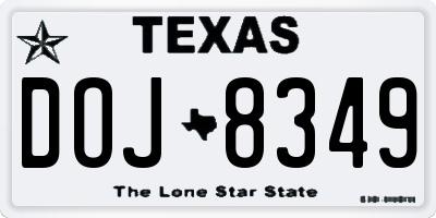 TX license plate DOJ8349