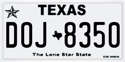 TX license plate DOJ8350