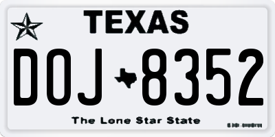 TX license plate DOJ8352