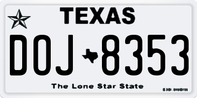 TX license plate DOJ8353