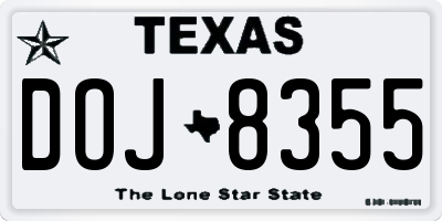 TX license plate DOJ8355