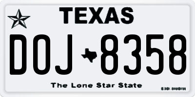 TX license plate DOJ8358