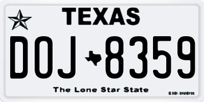 TX license plate DOJ8359