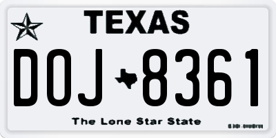 TX license plate DOJ8361