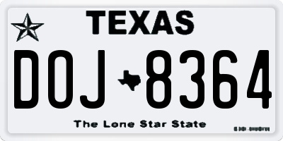 TX license plate DOJ8364