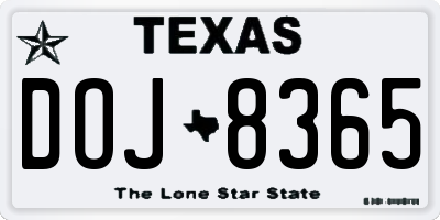TX license plate DOJ8365
