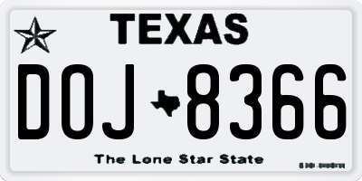 TX license plate DOJ8366