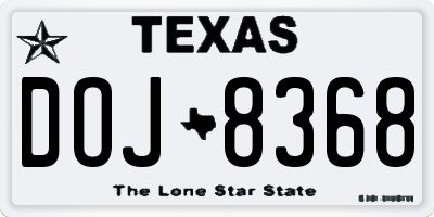 TX license plate DOJ8368