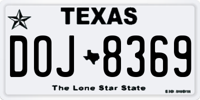 TX license plate DOJ8369