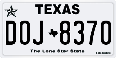 TX license plate DOJ8370