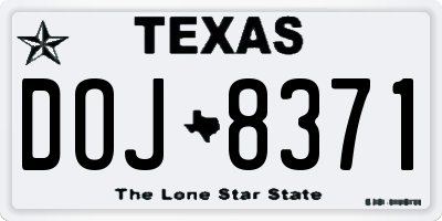 TX license plate DOJ8371
