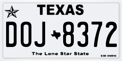 TX license plate DOJ8372