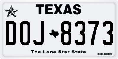 TX license plate DOJ8373