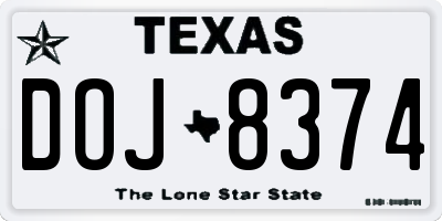 TX license plate DOJ8374