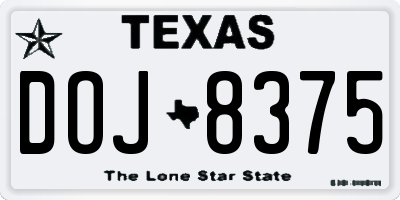 TX license plate DOJ8375