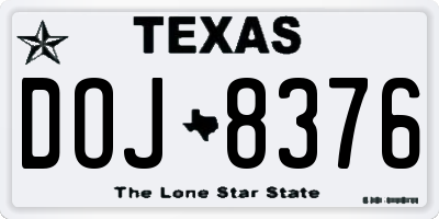 TX license plate DOJ8376