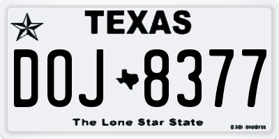 TX license plate DOJ8377