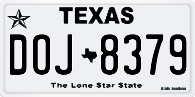TX license plate DOJ8379