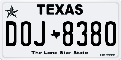 TX license plate DOJ8380