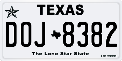 TX license plate DOJ8382