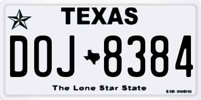 TX license plate DOJ8384